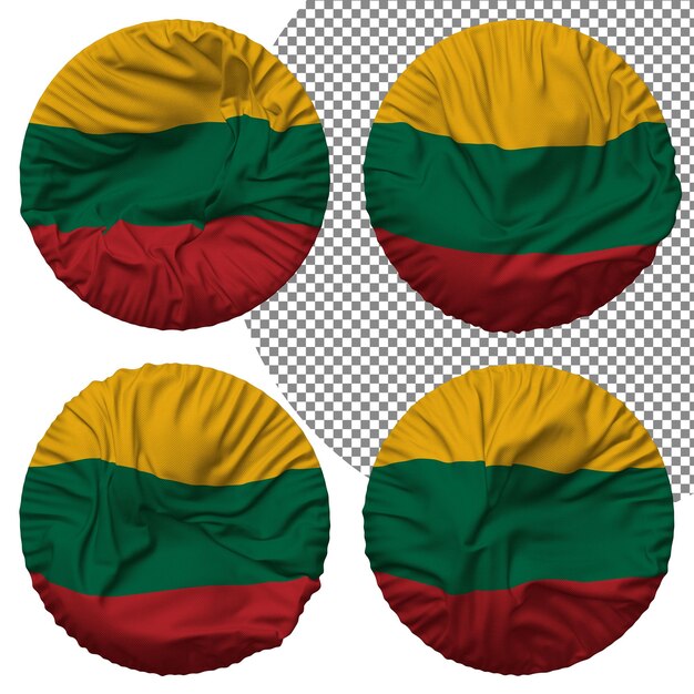 Lithuania Flag Round Shape Isolated Different Waving Style Bump Texture 3D Rendering