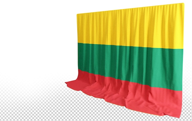 Lithuanian flag curtain in 3d rendering celebrating lithuania's rich heritage