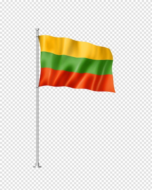 白で隔離されるリトアニアの旗