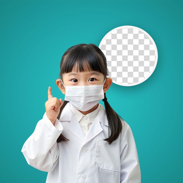PSD little asian girl wearing a mask for protectionshow stop hands gesture to stop coronavirus outbreak