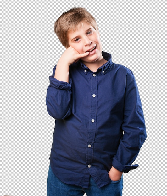 PSD little boy calling gesture