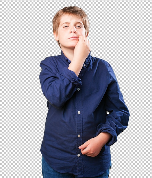 PSD little boy doing a silence gesture