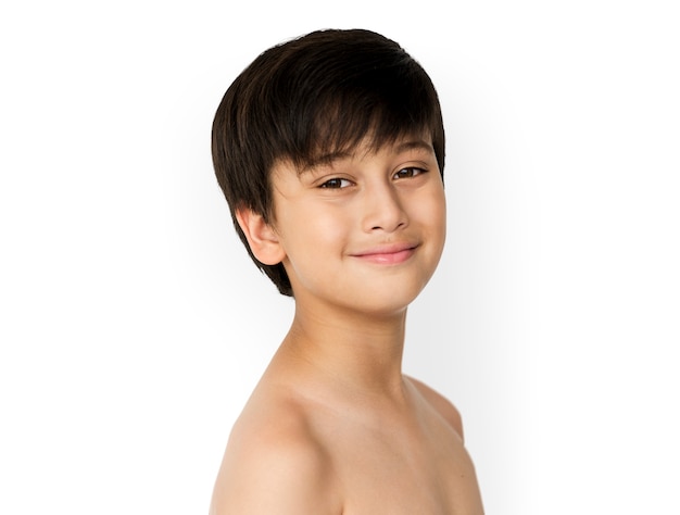 Little Boy lachend gezicht expressie Topless Studio portret