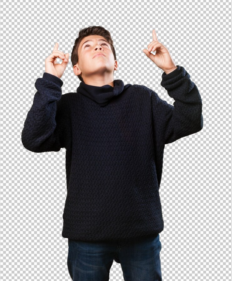 PSD 어린 소년 가리키는