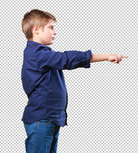 PSD little boy pointing with hand