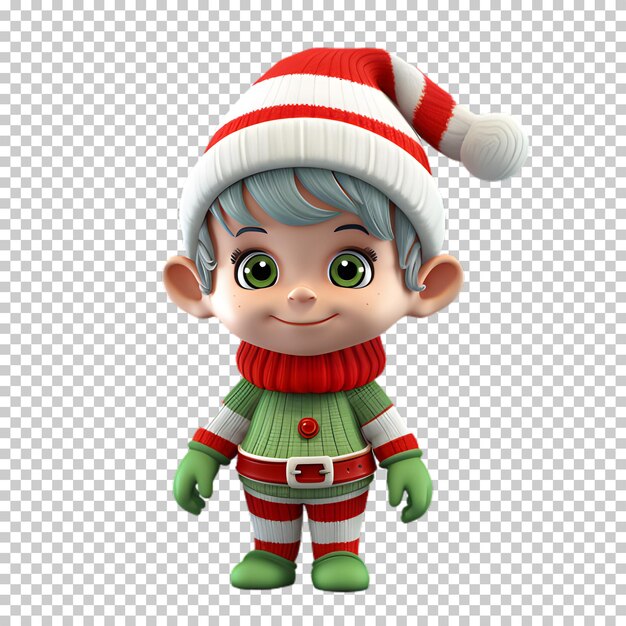 PSD 透明な背景に隔離された小さなクリスマスキャラクター