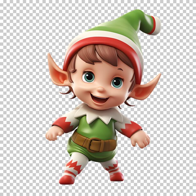 PSD little christmas character isolated on transparent background