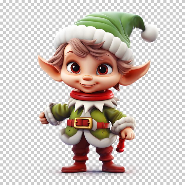 PSD little christmas character isolated on transparent background