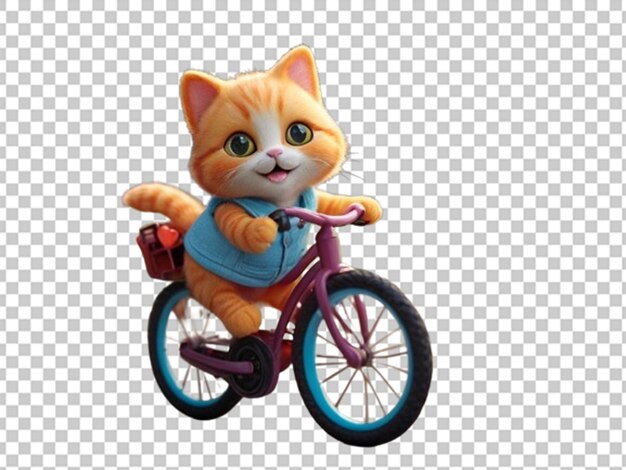 PSD un piccolo gatto carino colorato che va in bicicletta