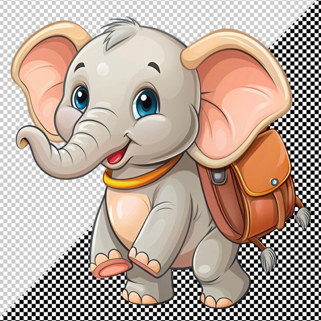 PSD little elephant with bag pack