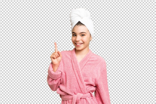 Little girl over isolated chroma key background