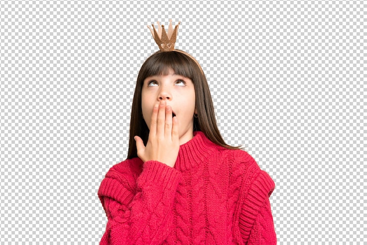PSD 小女孩在孤立的色彩钥匙背景上