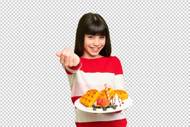 Little girl over isolated green chroma key background