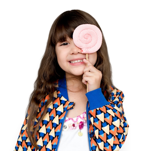 PSD little girl smiling happiness studio portrait