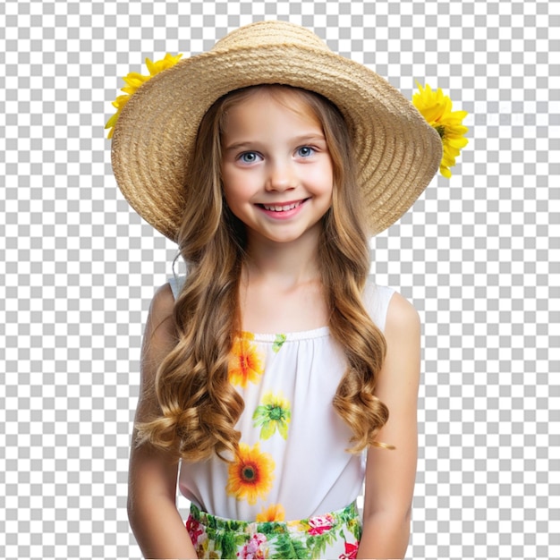 PSD little girl wearing summer hat