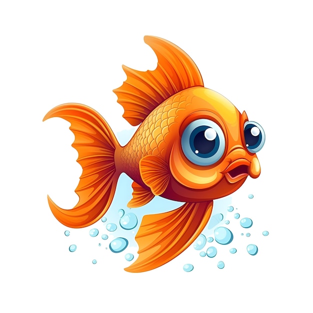 Little glden fish cartoon icon image