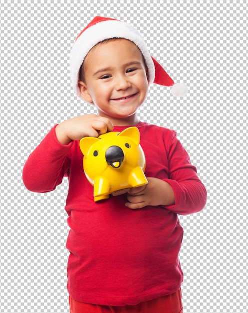 Little kid boy celebrating christmas