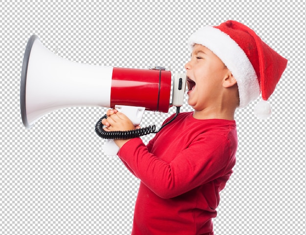 Ragazzino bambino festeggia il natale