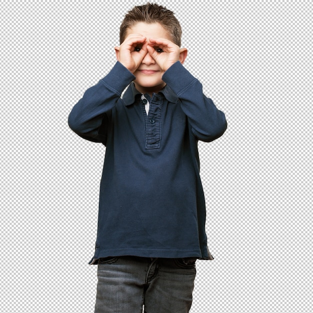 PSD little kid doing a glasses gesture