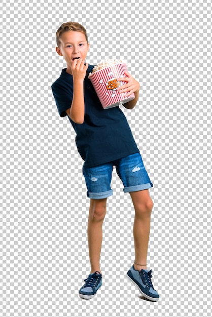 PSD little kid eating popcorns