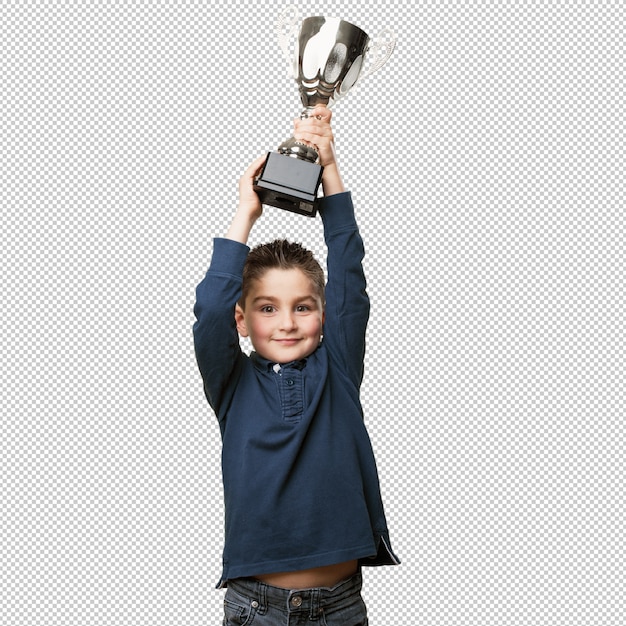 PSD little kid with a trophy