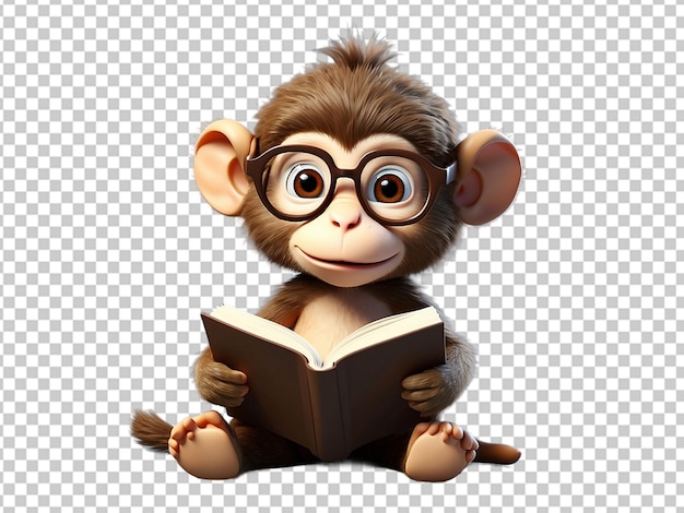 PSD little monkey reading a book