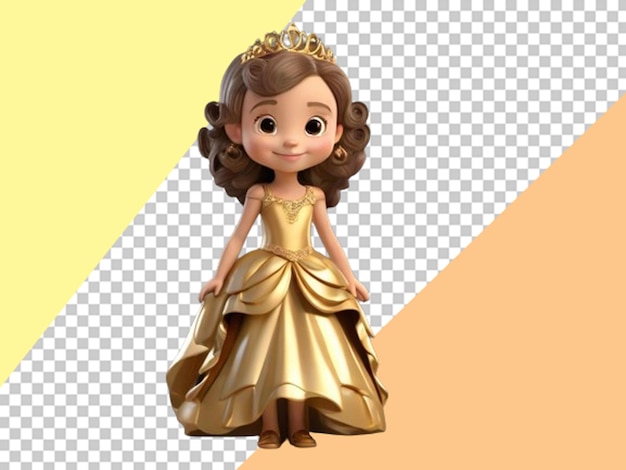 PSD piccoli principi in un vestito dorato personaggio 3d