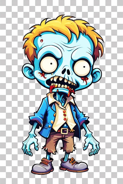 PSD little zombie cartoon character on transparent background