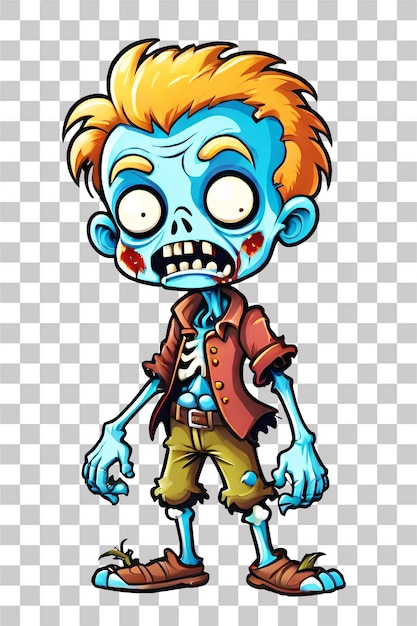 PSD little zombie cartoon character on transparent background