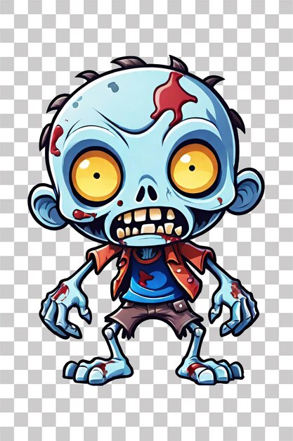 PSD little zombie cartoon character on transparent background