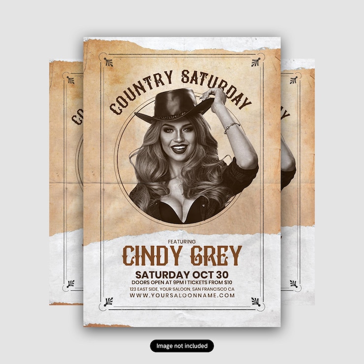 PSD live country music event promotion flyer template for multiple artists