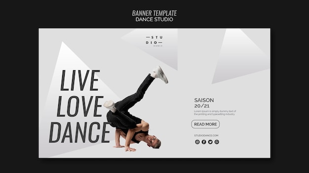 PSD live love dance studio banner template