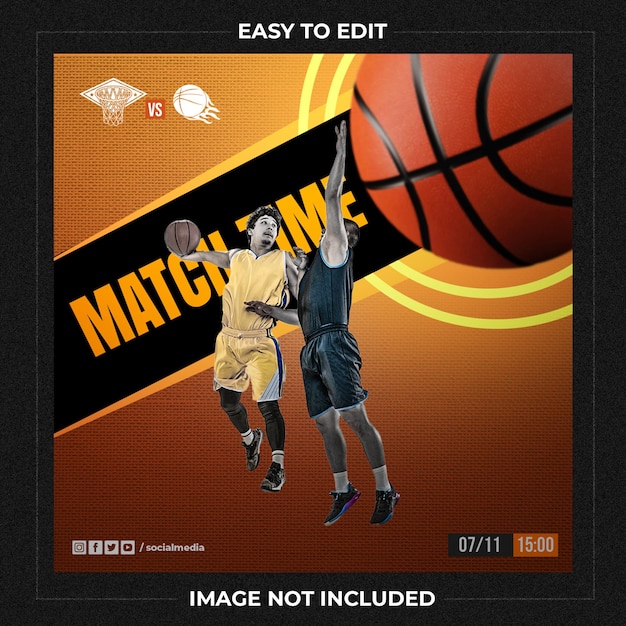 Live Match basketbal flyer social media postsjabloon