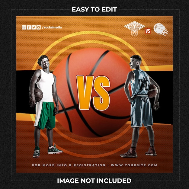 Live match basketbal flyer social media postsjabloon