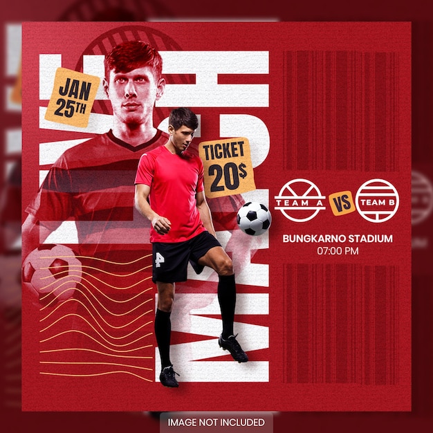 Premium PSD Live match football flyer social media post template