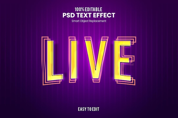 PSD live  modern and futuristic esport game text effect