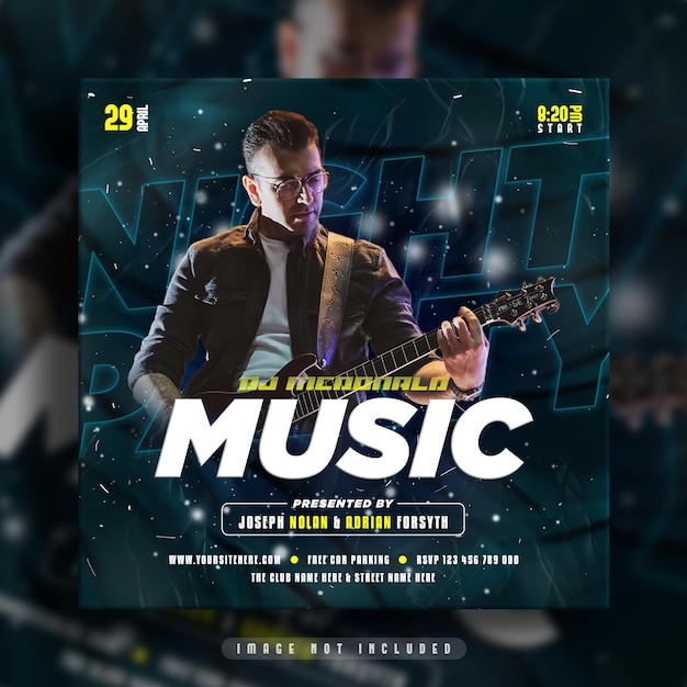 Live muziek concert dj feest flyer instagram social media post banner