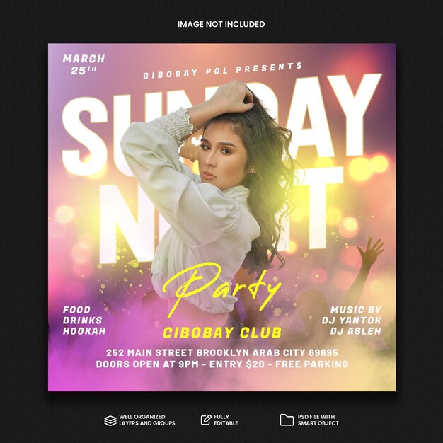 Live party flyer social media post and web banner