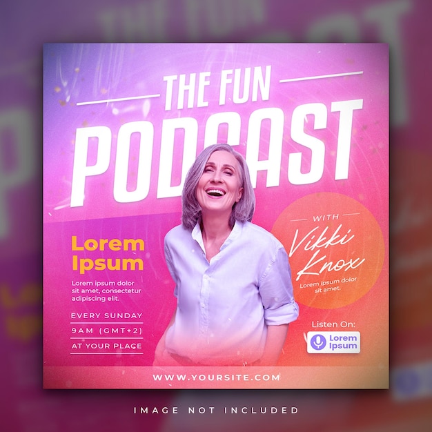 Live podcast thumbnail flyer and social media post template