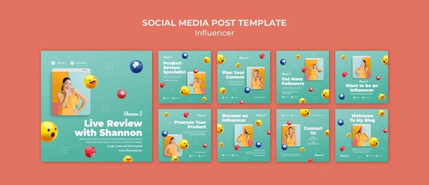 PSD live review social media post template