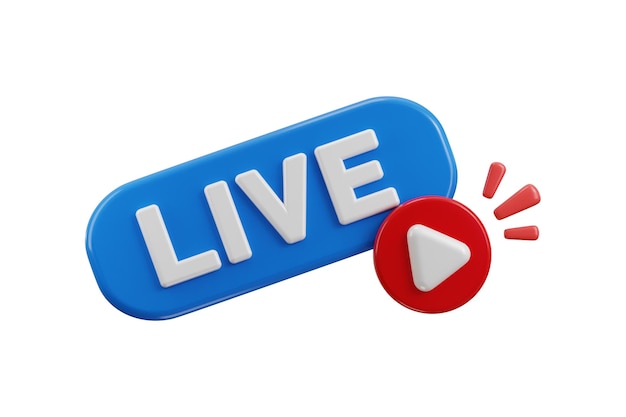Live stream icon 3d render concept of social media browser social media promote 3d live icon