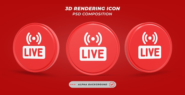 PSD 3d レンダリングのライブ ストリーム アイコン