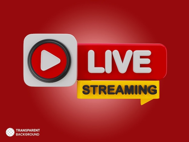 PSD live streaming 3d-badge geïsoleerd pictogram