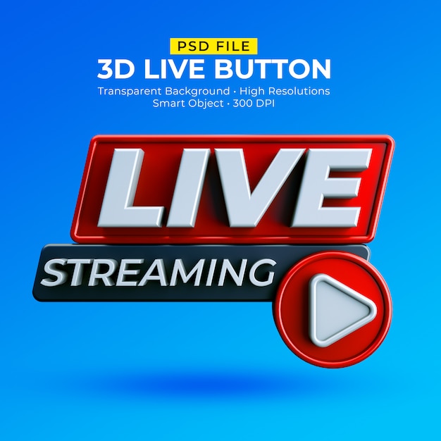 Live streaming 3d badge geïsoleerd