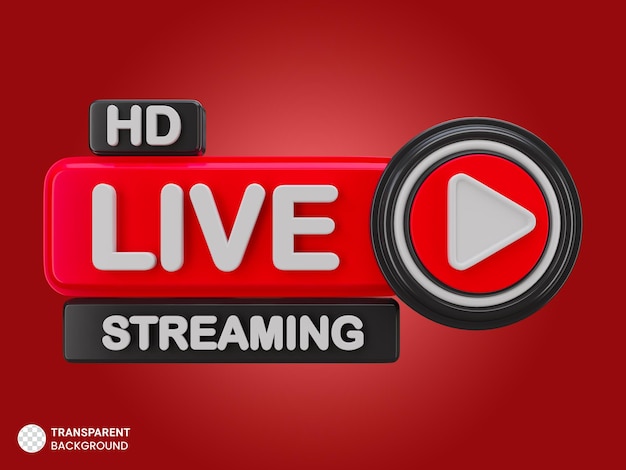 PSD icona isolata del distintivo 3d in live streaming