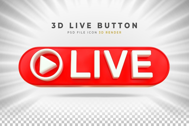 PSD live streaming 3d badge isolated