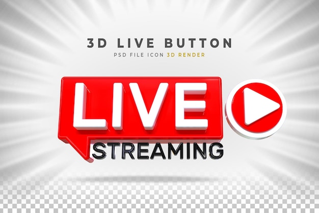 PSD live streaming 3d badge isolated