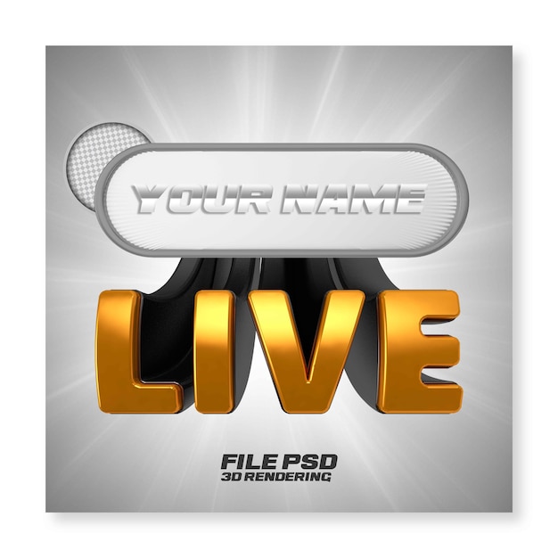 PSD live streaming 3d render icon badge isolated