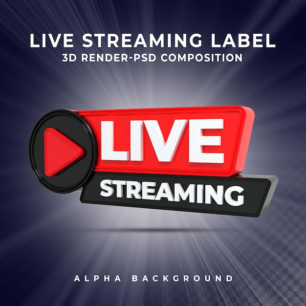 PSD distintivo dell'icona di rendering 3d in live streaming