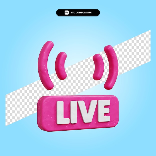 PSD live streaming 3d render illustratie geïsoleerd